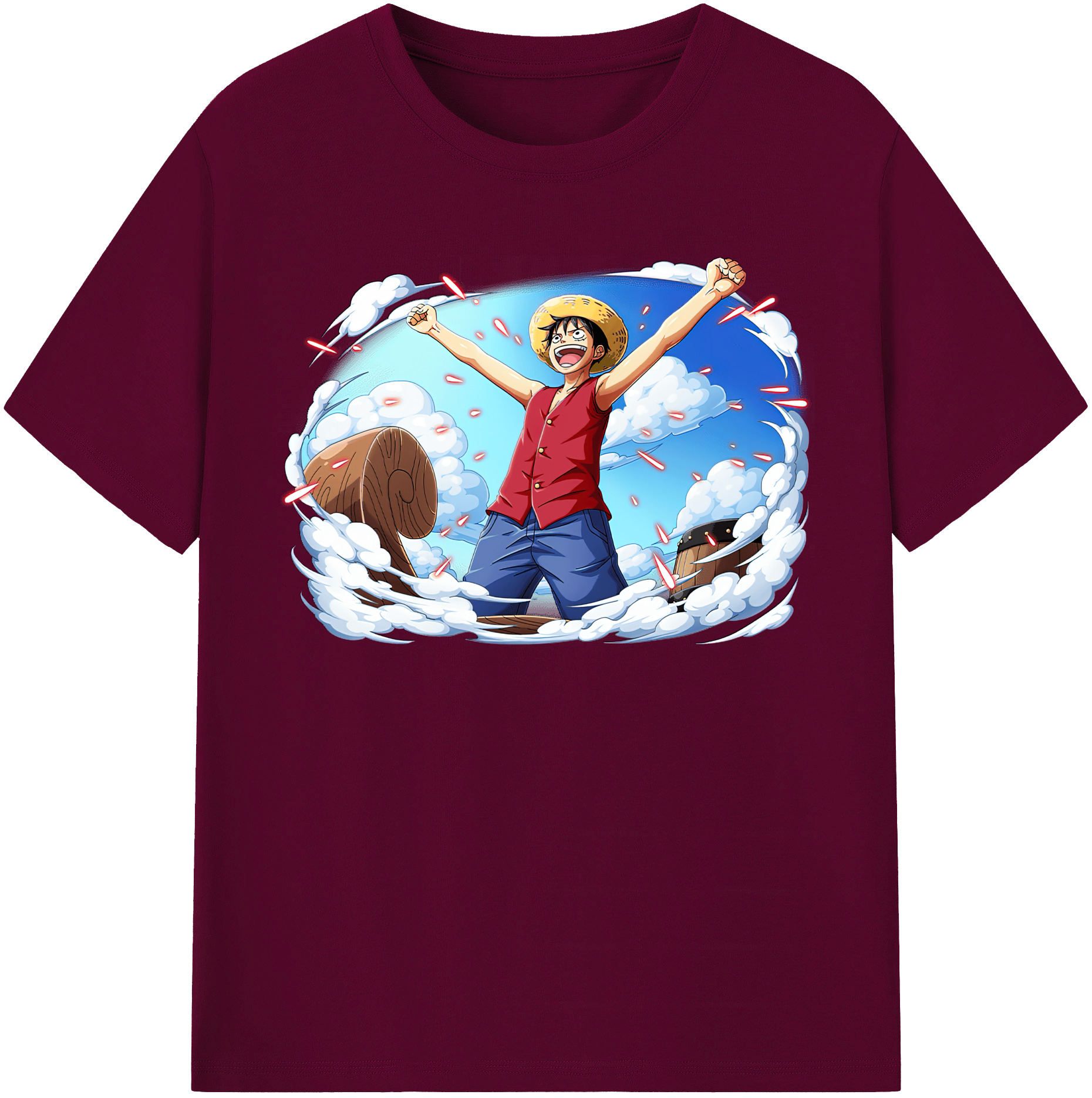 ワンピース モンキー・D・ルフィ ONE PIECE Monkey D. Luffy レディースカジュアルプリントTシャツ（綿100％）